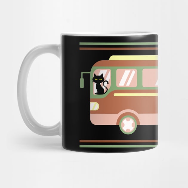 Retro Cat Driving a Bus Mask T-Shirt iPhone Sweatshirt by MalibuSun